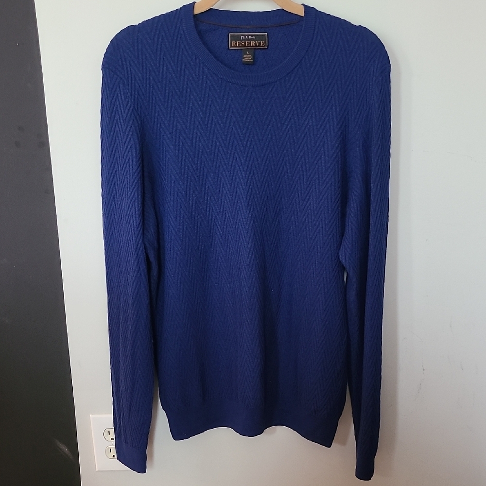 Jos A Bank Reserve Blue Men's Sweater Size Large 50% wool 50% cotton